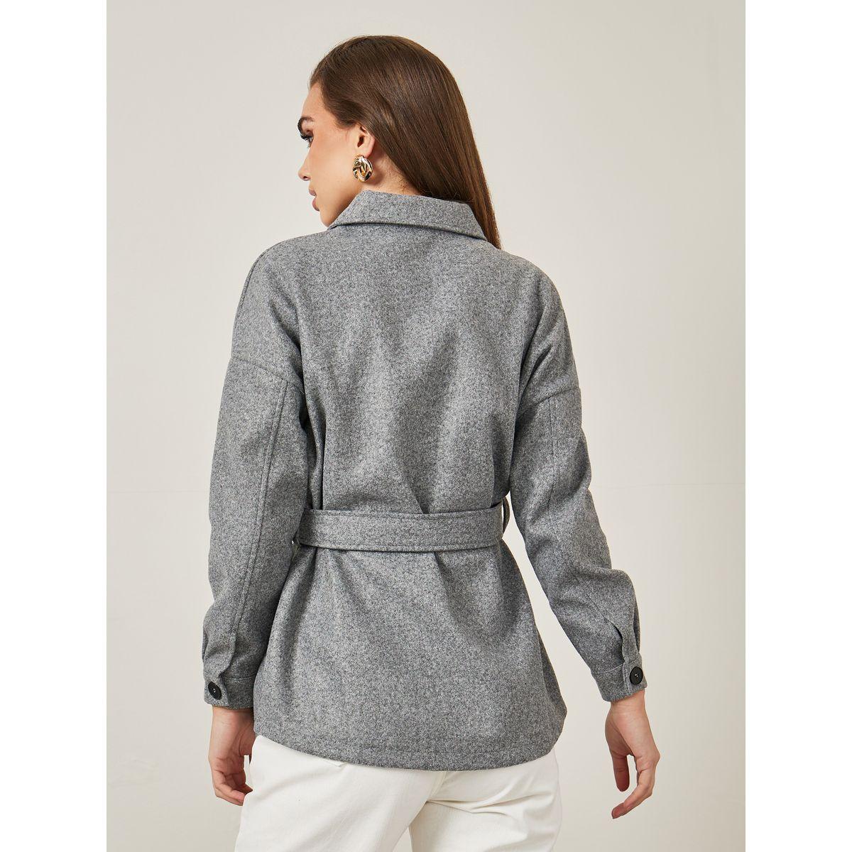 Styli Regular Fit Longline Belted Shacket-women-winterwear-coatsandjackets-jackets-image-5