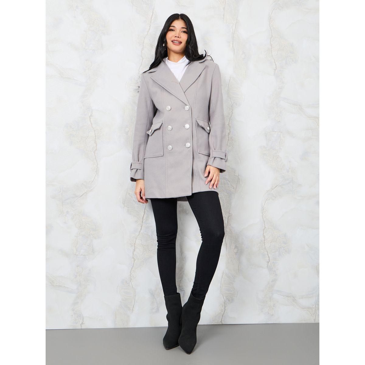 Styli Regular Fit Longline Pocket Detail Double Breasted Coat-women-clothing-coatsandjackets-coats-image-1