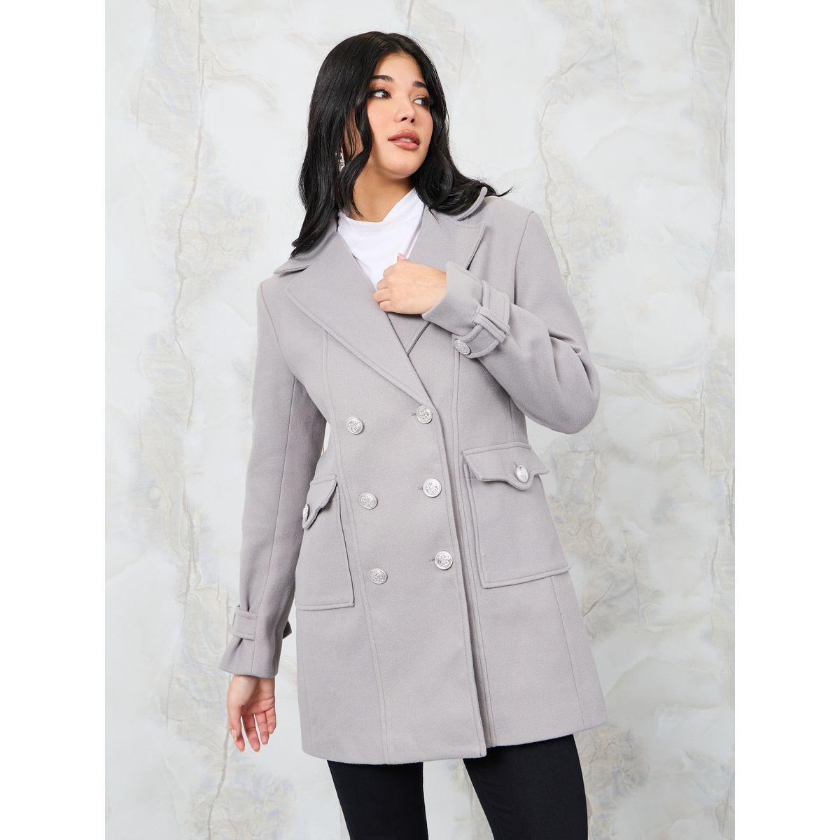 Styli Regular Fit Longline Pocket Detail Double Breasted Coat-women-clothing-coatsandjackets-coats-image-2