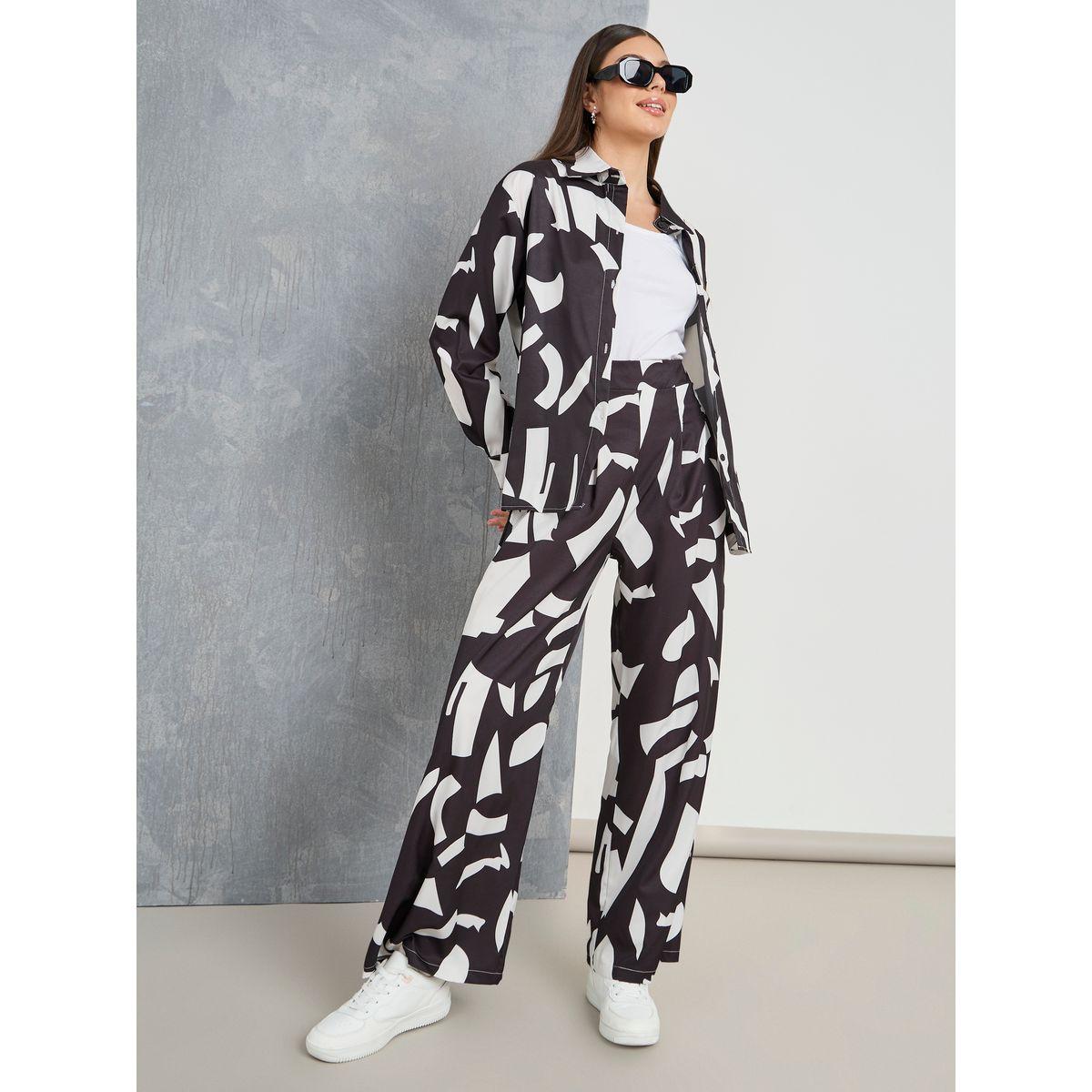 Styli All Over Print Longline Shirt & Trouser Co-Ords-women-clothing-coordsets-image-2