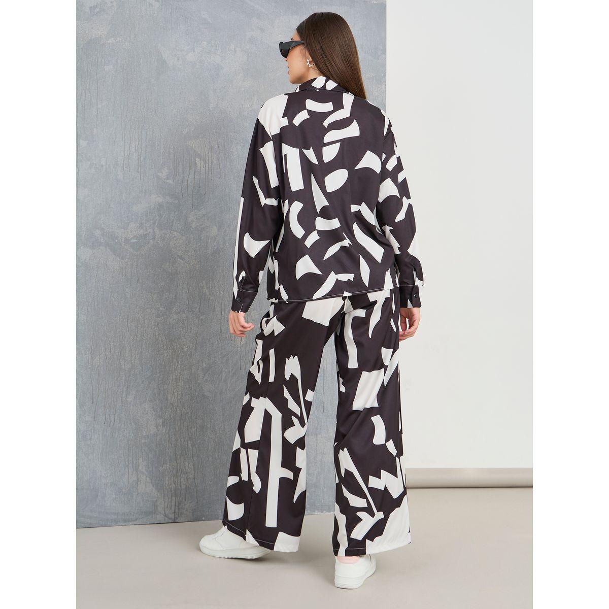 Styli All Over Print Longline Shirt & Trouser Co-Ords-women-clothing-coordsets-image-7