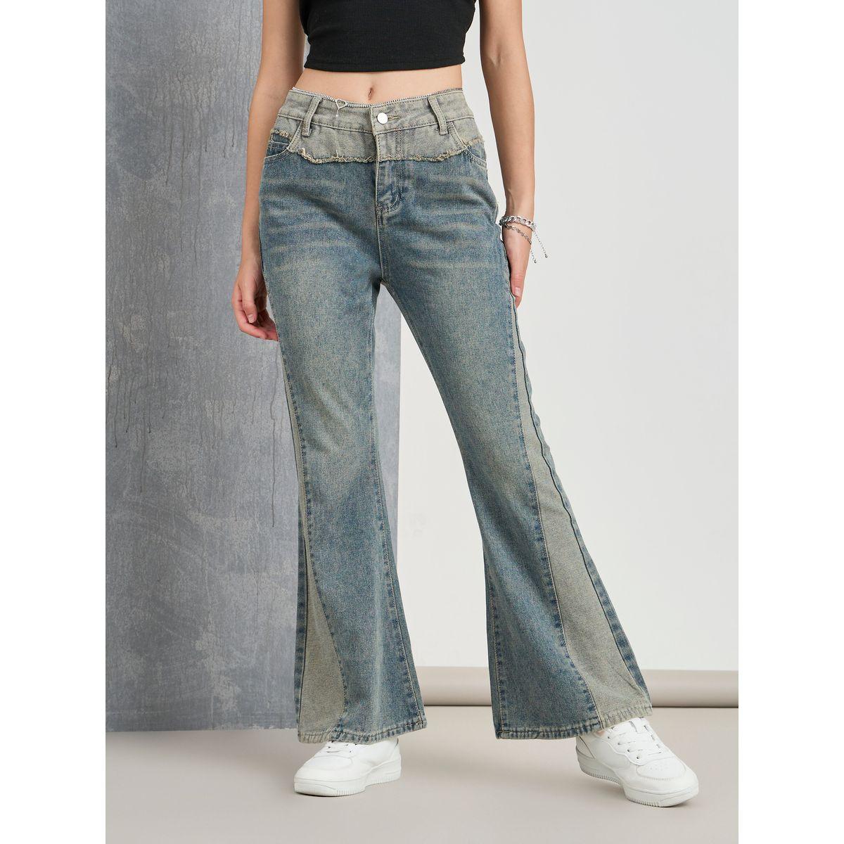 Styli Cut & Sew Panel Flared Jeans-women-clothing-bottoms-jeans-image-2