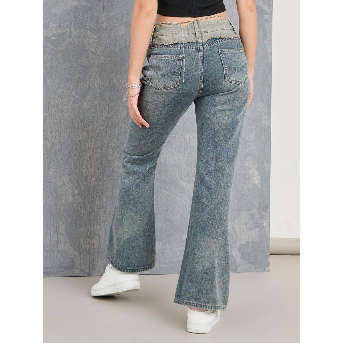 Styli Cut & Sew Panel Flared Jeans-women-clothing-bottoms-jeans-image-4