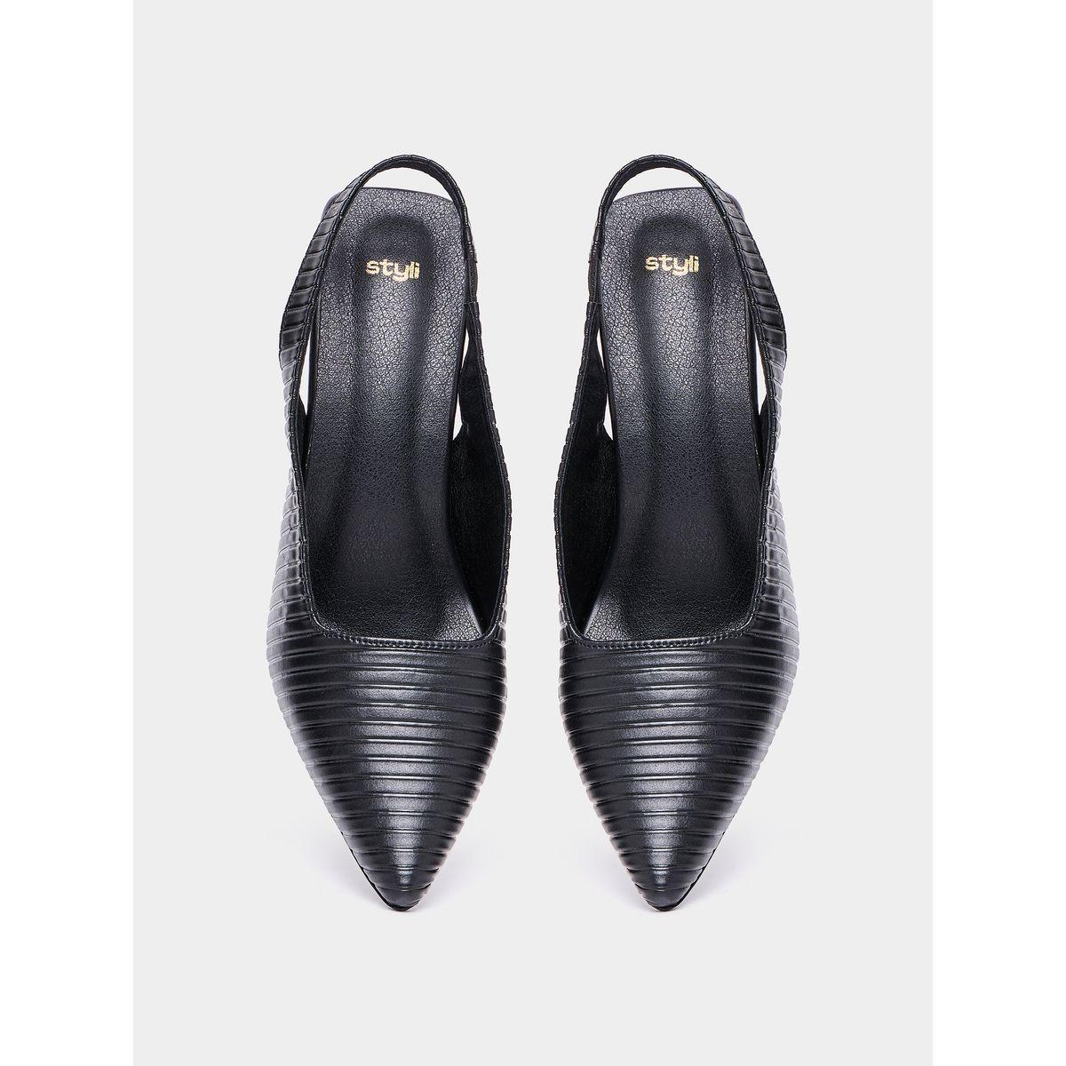 Styli Pointed Toe Slingback Textured Pumps-women-shoes-heels-image-5