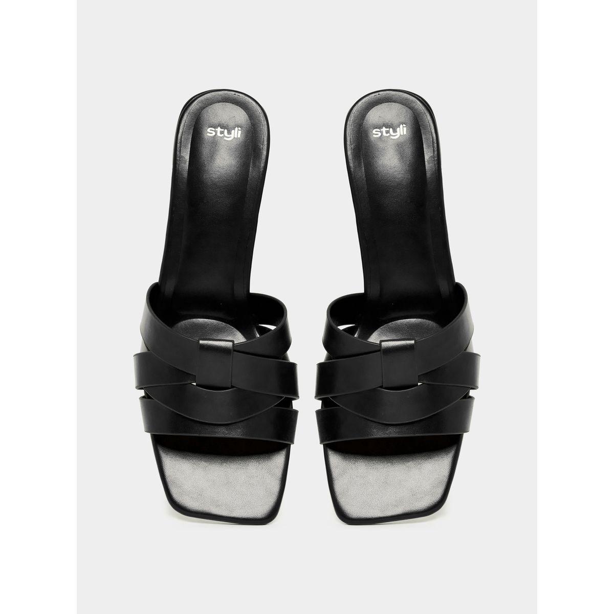 Styli Weave Style Strap Low Heel Sandals-women-shoes-heels-image-5