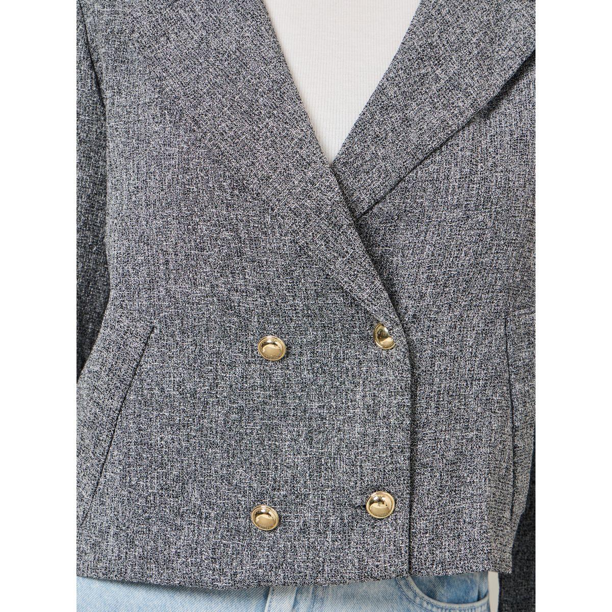 Styli Regular Fit Double Breasted Short Tweed Blazer-women-clothing-coatsandjackets-blazers-image-4