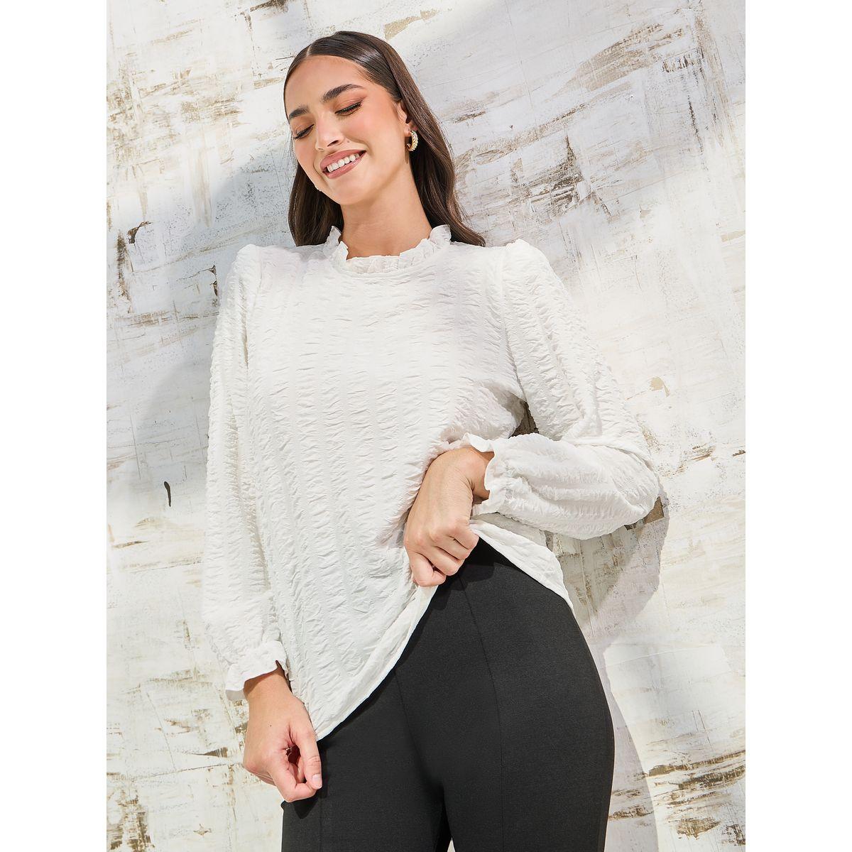 Styli Elevate Textured High Neck Regular Fit Blouse-women-clothing-shirtsandblouses-blouses-image-3