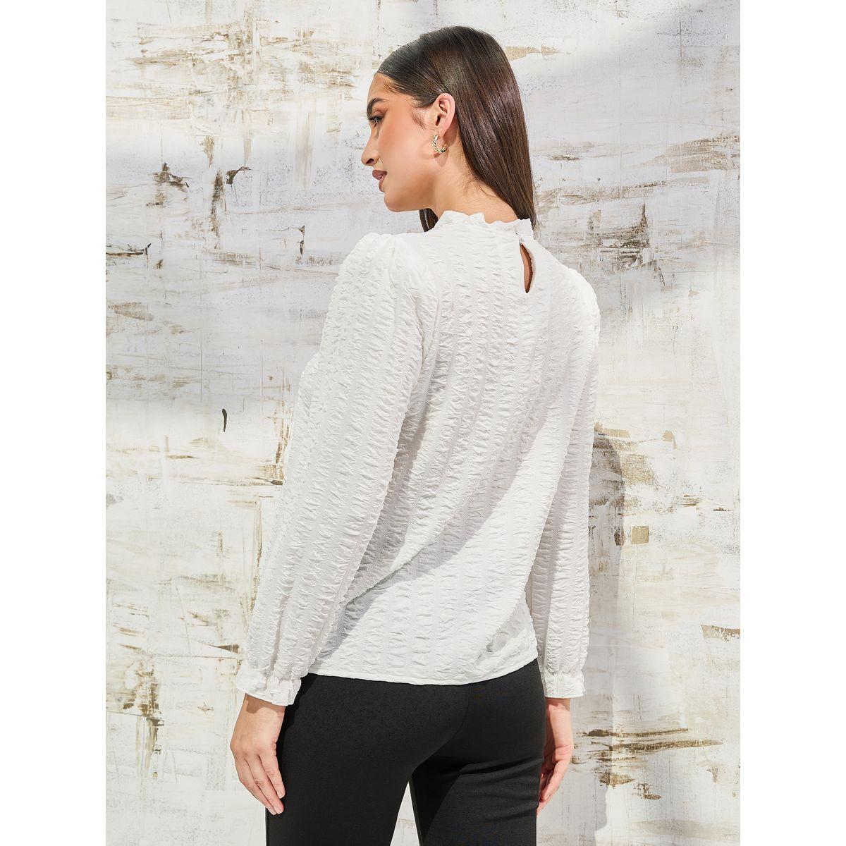 بلوزة بقصة عادية وياقة عالية-women-clothing-shirtsandblouses-blouses-image-5