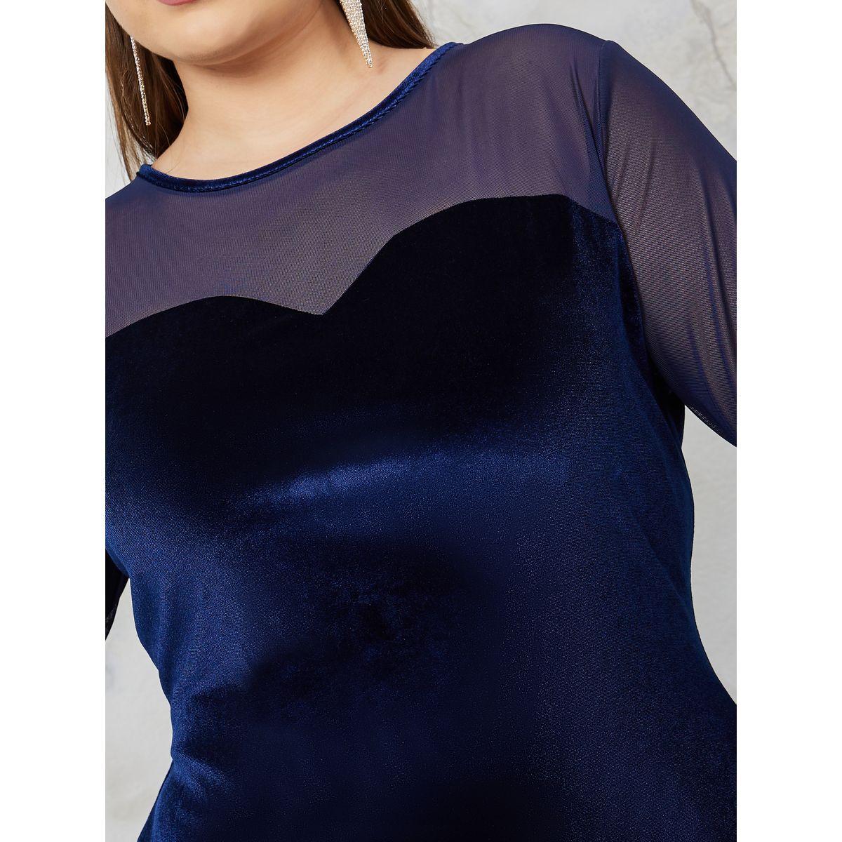 فستان مخمل طويل بتفاصيل شبكية-women-clothing-dresses-image-3