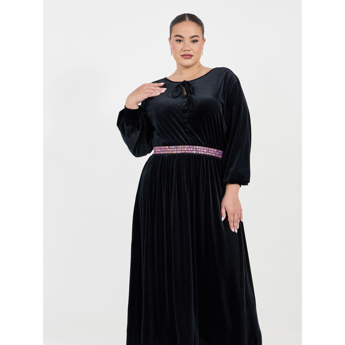 فستان طويل بمقاس كبير وخصر بتفاصيل مُطرّزة-women-clothing-dresses-image-2