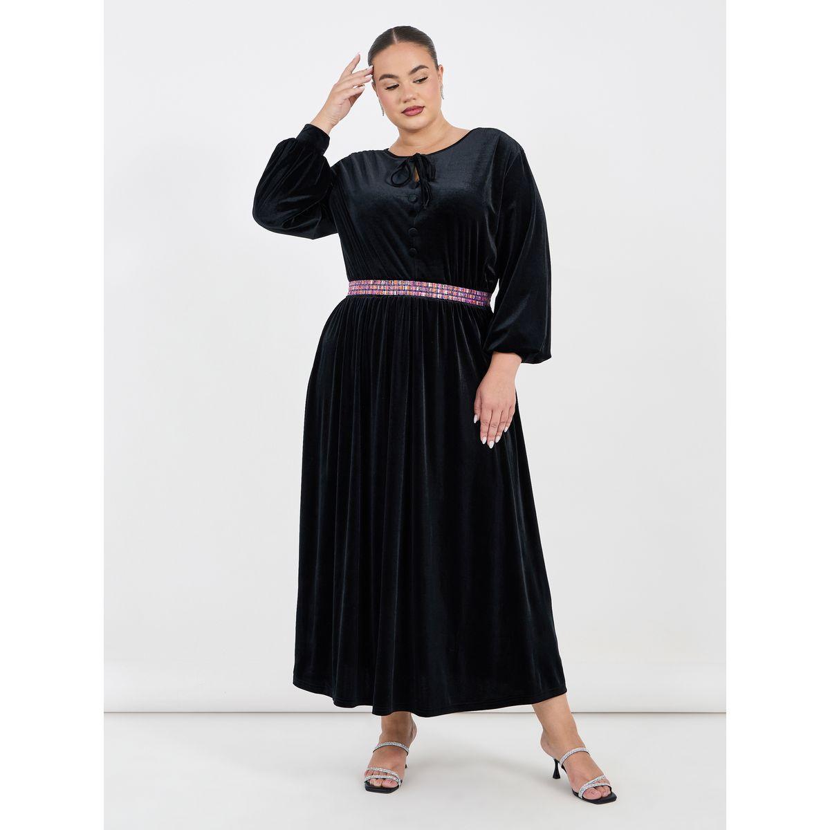 فستان طويل بمقاس كبير وخصر بتفاصيل مُطرّزة-women-clothing-dresses-image-4