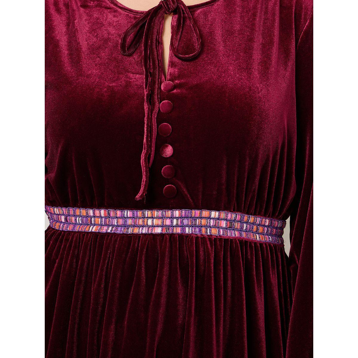 Styli Plus Embellished Waist Detail Velvet Maxi Dress-women-clothing-dresses-image-3