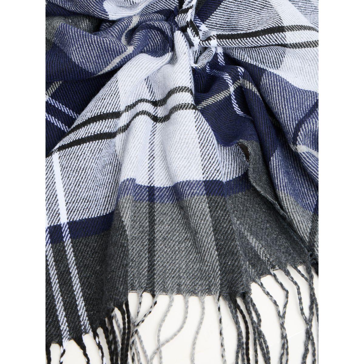 Styli Checked Wool Like Scarf with Fringe Detail-women-winterwear-scarves-image-2