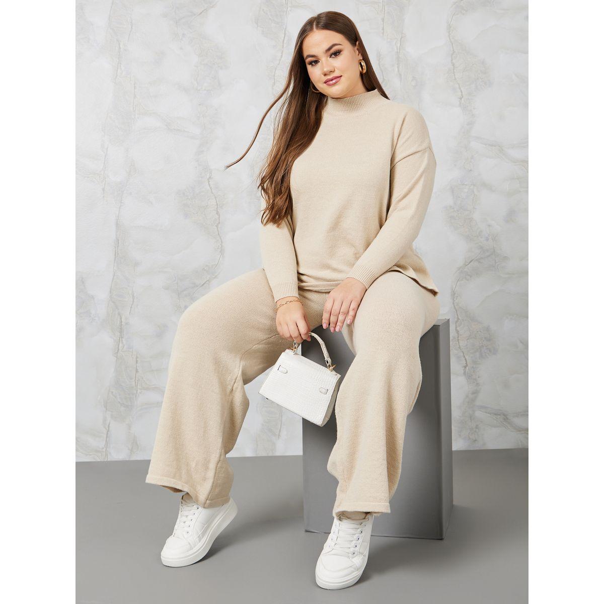 Styli Plus High Neck Knit Sweater & Pants Co-Ords-women-clothing-dresses-image-1