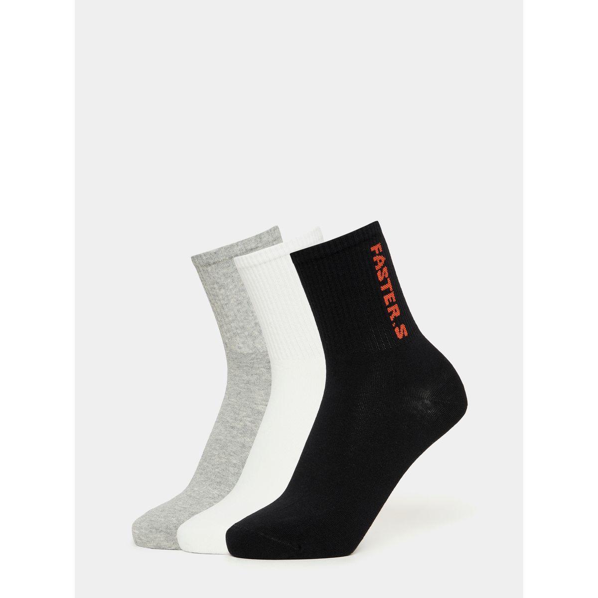 Styli Pack of 3 - Slogan Print Detail Crew Socks-men-socks-image-1