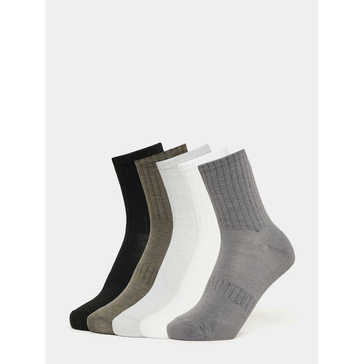 Styli Pack of 5 - Solid Crew Socks-men-socks-image-1