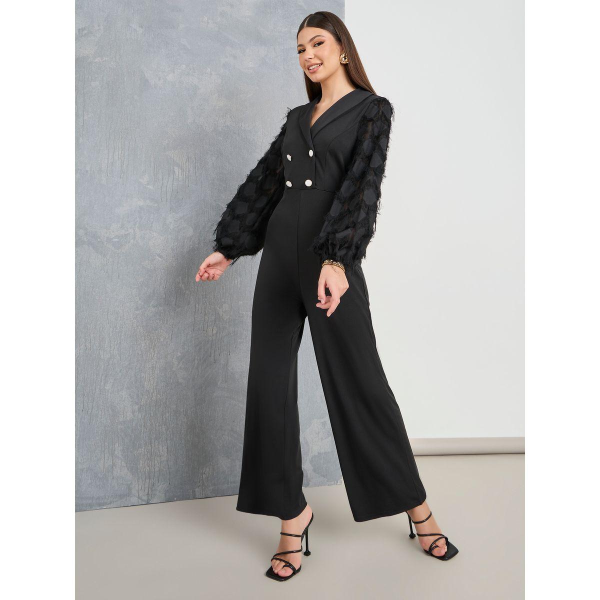 Styli Fringe Volume Sleeve Wide Leg Jumpsuit-women-clothing-jumpsuits-image-1
