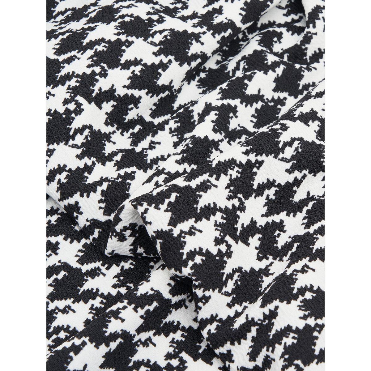 Styli Houndstooth Contrast Neck Midi Dress-women-clothing-dresses-image-5