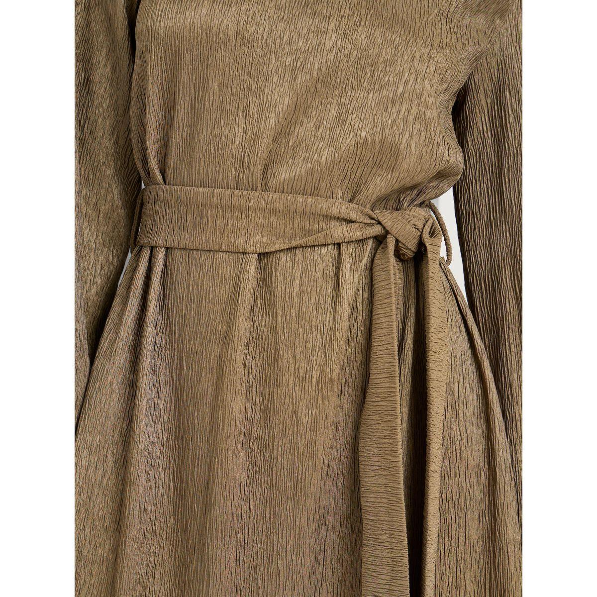 Styli Textured A-Line Midi Dress with Tie Belt-women-clothing-dresses-image-3