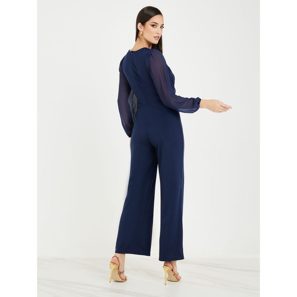 Styli Straight Leg Ponte Jumpsuit with Buckle Accent-women-clothing-jumpsuits-image-5