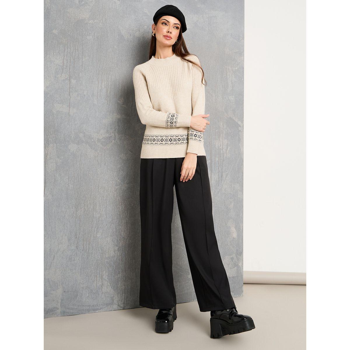 سويتر محبوك بياقة دائرية-women-winterwear-cardigansandjumpers-jumpers-image-2