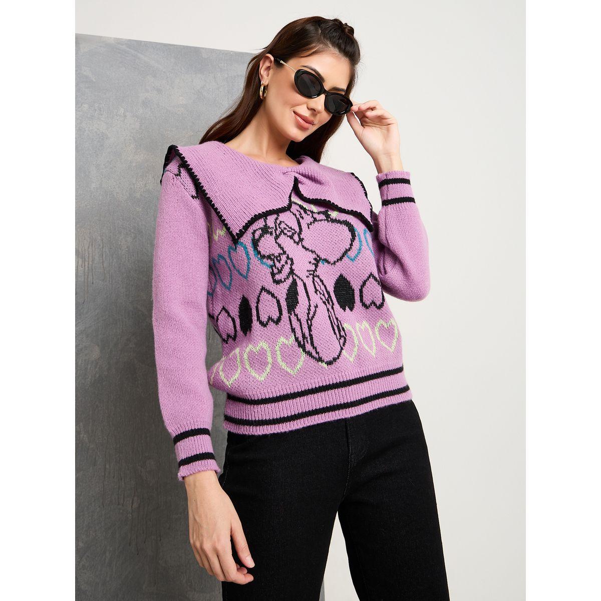 Styli Graphic Heart Pattern Peter Pan Neck Sweater-women-clothing-cardigansandjumpers-jumpers-image-1