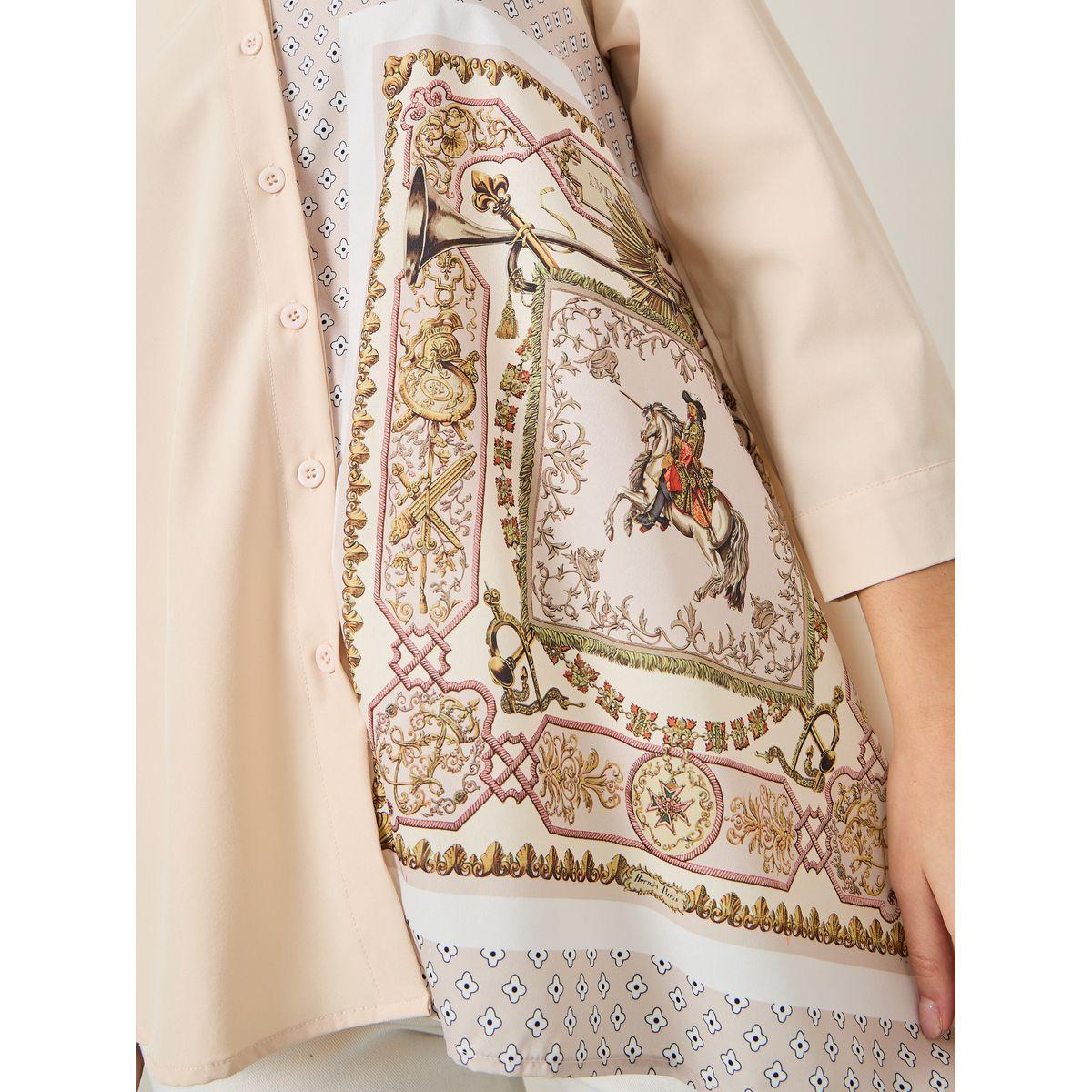 Styli Scarf Print Asymmetric Hem Longline Shirt-women-clothing-shirtsandblouses-shirts-image-3