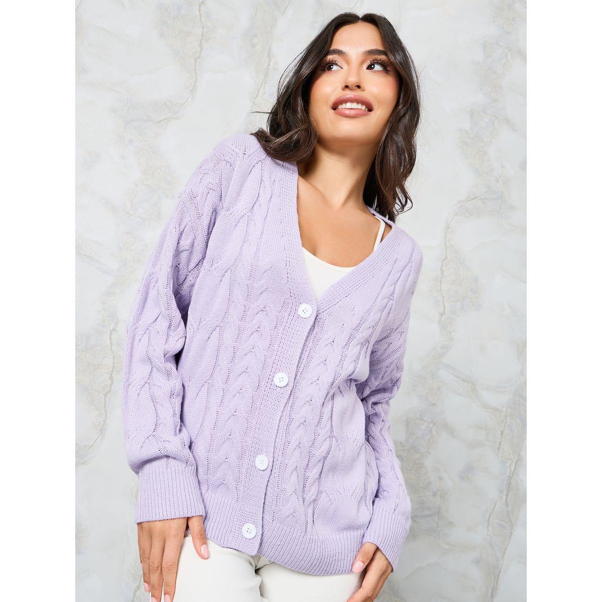 كارديجان محبوك بقصة عادية-women-winterwear-cardigansandjumpers-cardigans-image-5