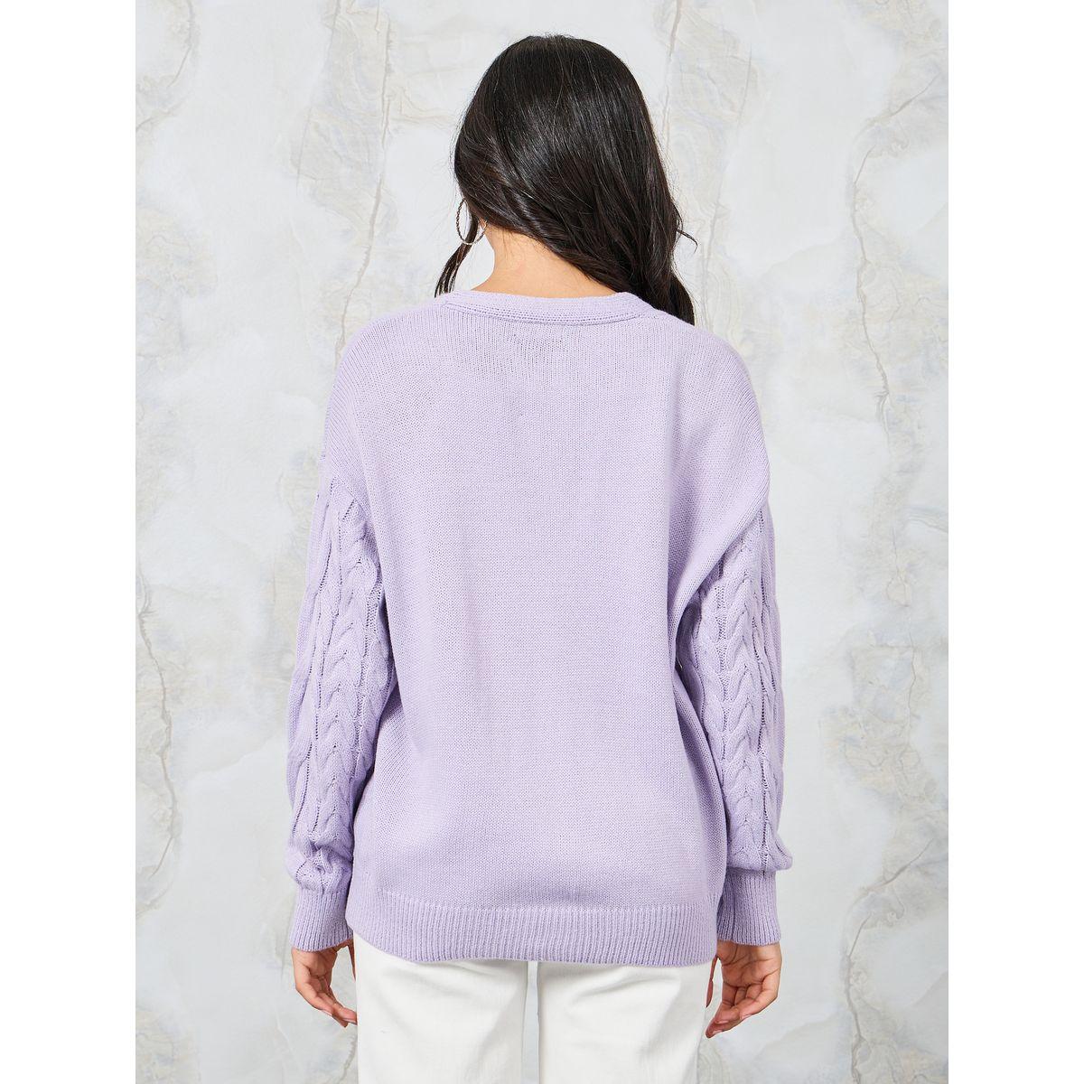 Styli Regular Fit Cable Knit Button Down Cardigan-women-winterwear-cardigansandjumpers-cardigans-image-5