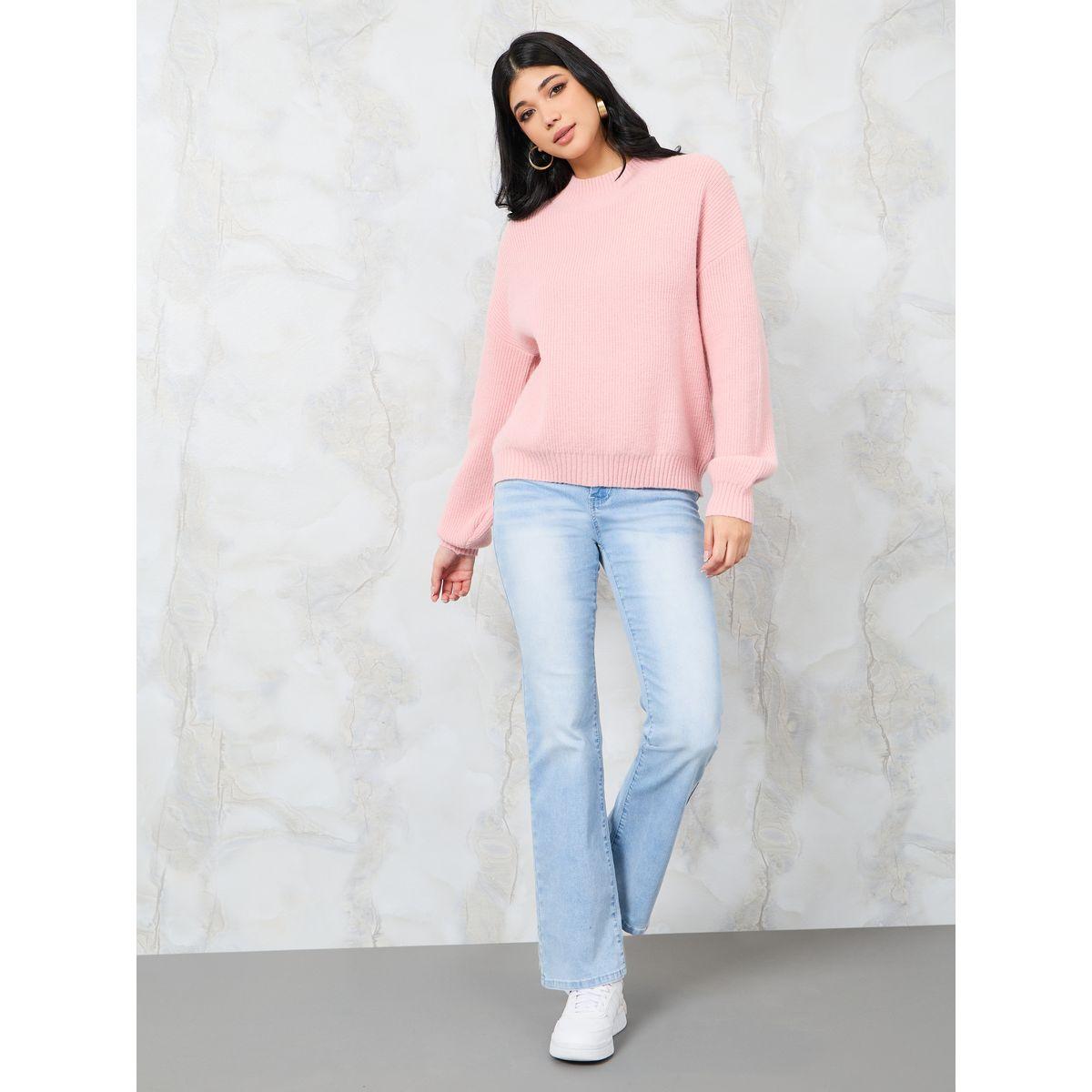 Styli Boxy Fit Fuzzy Yarn High Neck Sweater-women-winterwear-cardigansandjumpers-jumpers-image-2