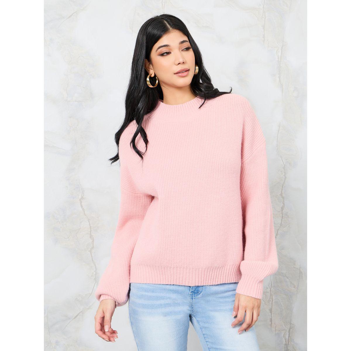 Styli Boxy Fit Fuzzy Yarn High Neck Sweater-women-winterwear-cardigansandjumpers-jumpers-image-3