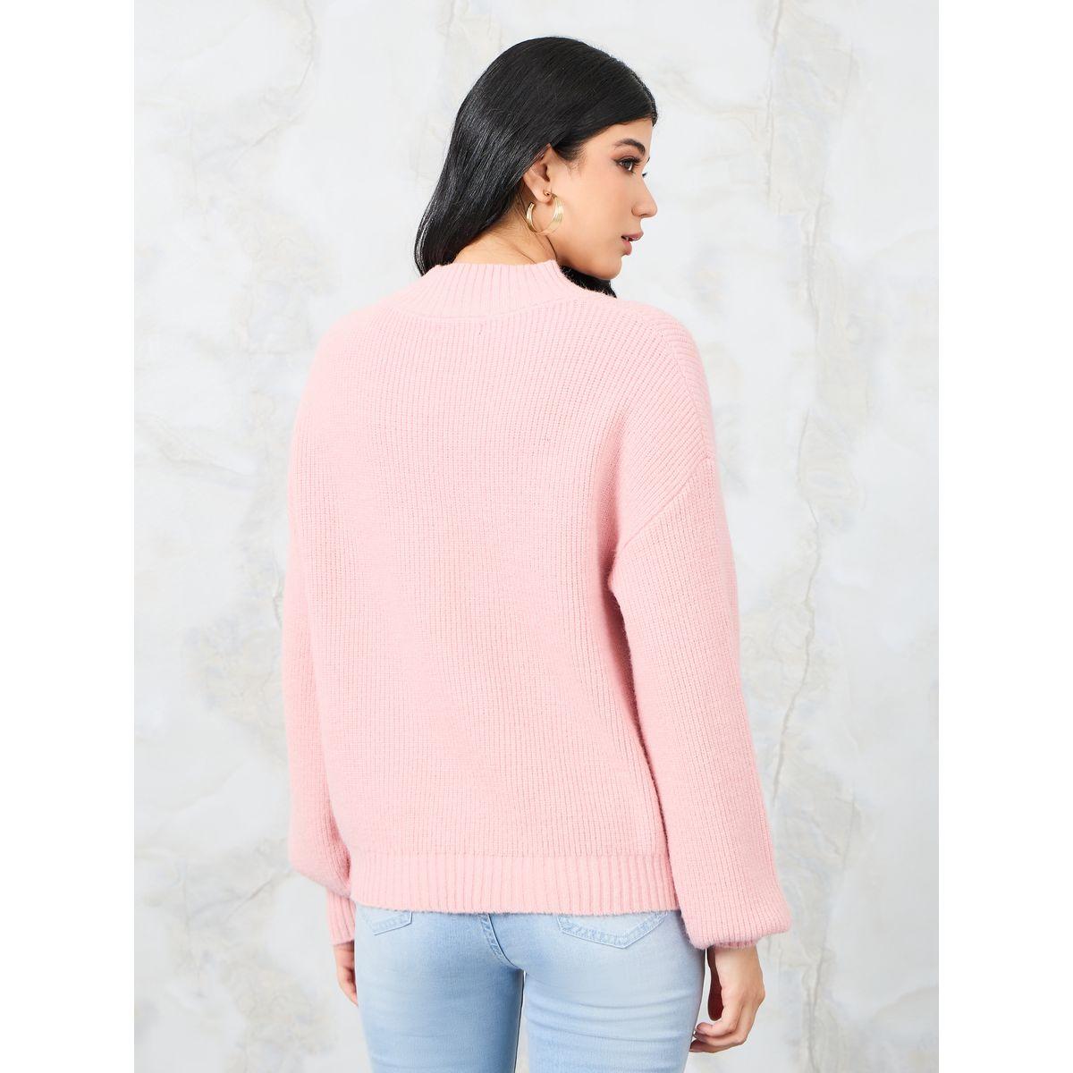 Styli Boxy Fit Fuzzy Yarn High Neck Sweater-women-winterwear-cardigansandjumpers-jumpers-image-5