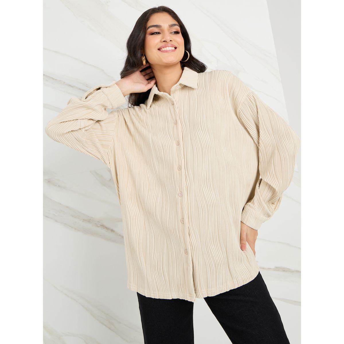 Styli Textured Button Down Oversized Longline Shirt-women-clothing-shirtsandblouses-shirts-image-3