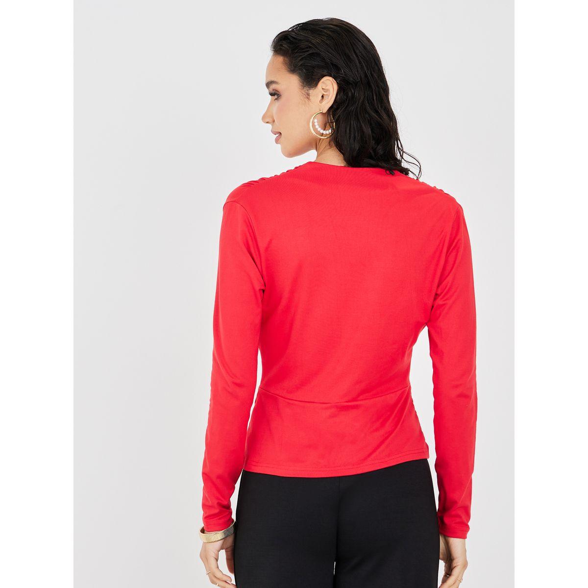 Styli Fold Pleated V Neck Wrap Front Top-women-clothing-shirtsandblouses-blouses-image-4