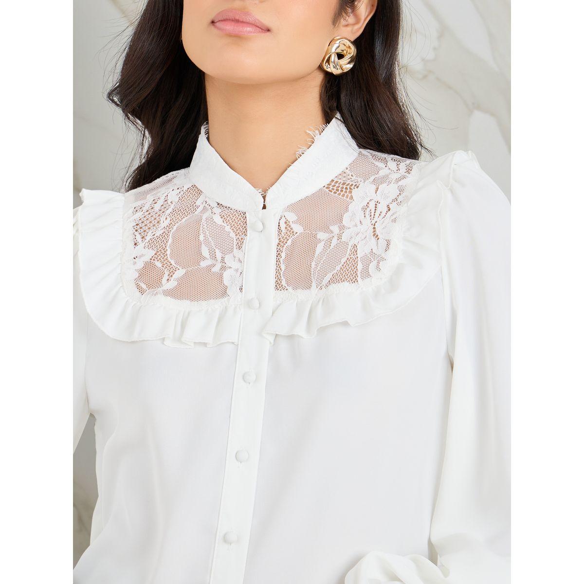 Styli Lace Yoke Insert Regular Fit Blouse-women-clothing-shirtsandblouses-blouses-image-4