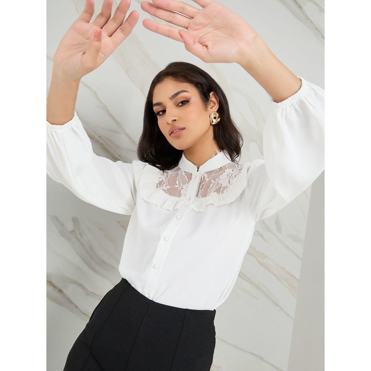 Styli Lace Yoke Insert Regular Fit Blouse-women-clothing-shirtsandblouses-blouses-image-6