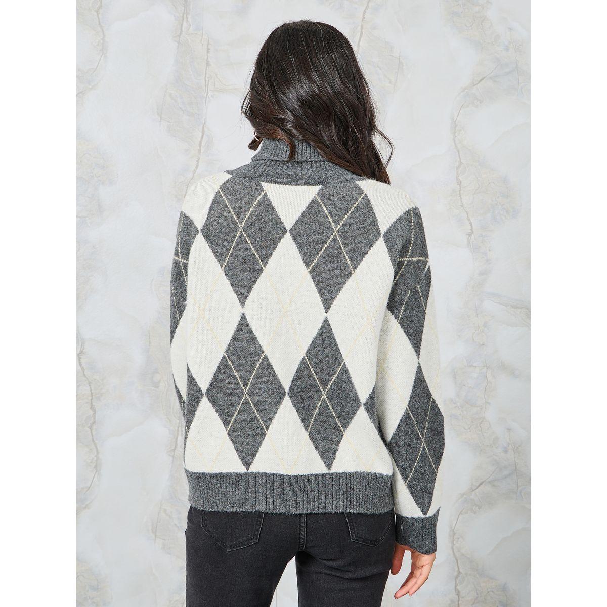 Styli Oversized Argyle Pattern Turtle Neck Sweater-women-clothing-cardigansandjumpers-jumpers-image-4