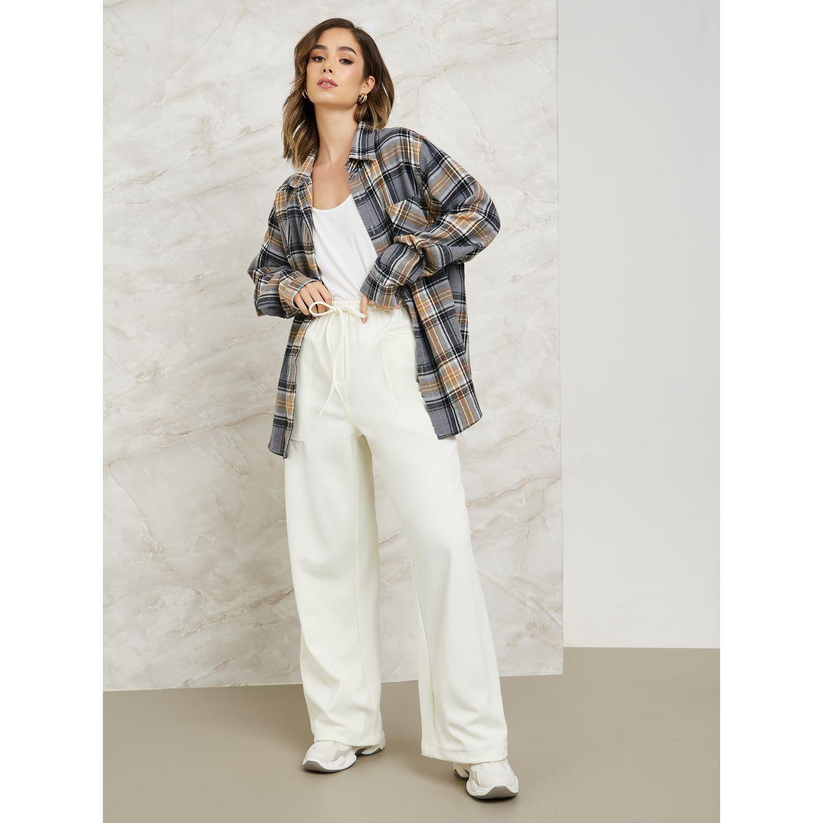 Styli High Rise Twill Straight Leg Pants-women-clothing-bottoms-trousers-image-2