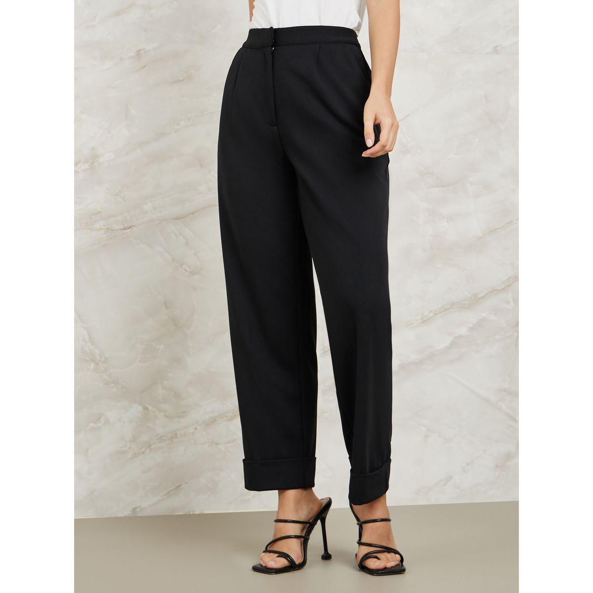 Styli Solid Tailored Pants with Pockets-women-clothing-bottoms-trousers-image-1
