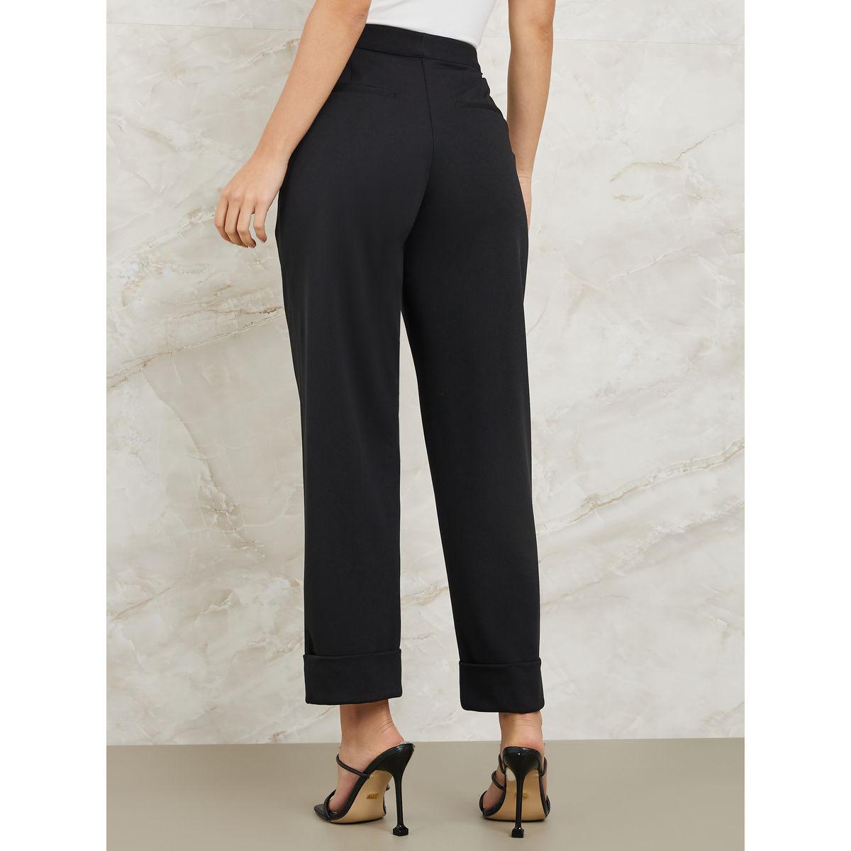 Styli Solid Tailored Pants with Pockets-women-clothing-bottoms-trousers-image-4