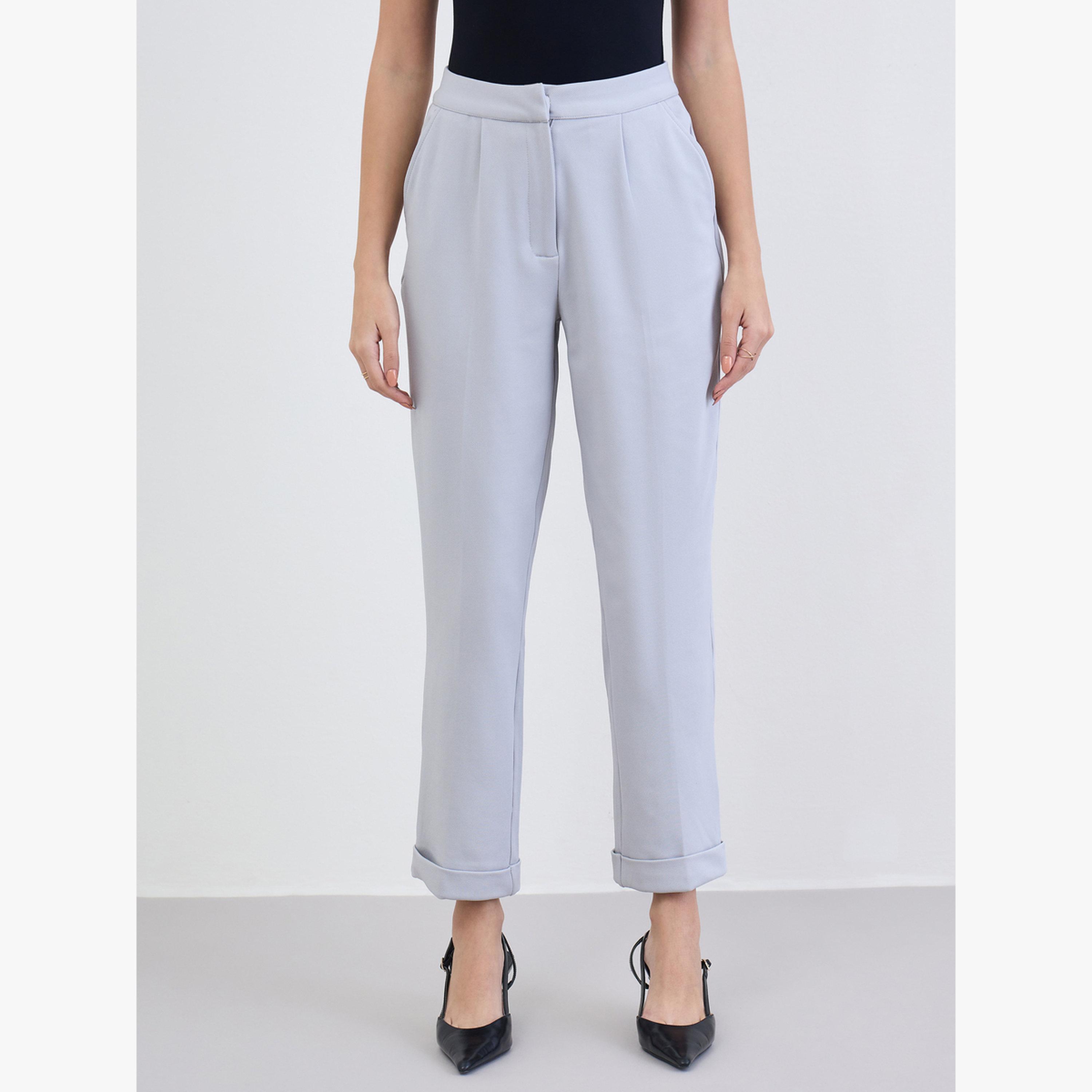 Styli Women Grey Relaxed Fit Trousers-women-clothing-bottoms-trousers-image-1