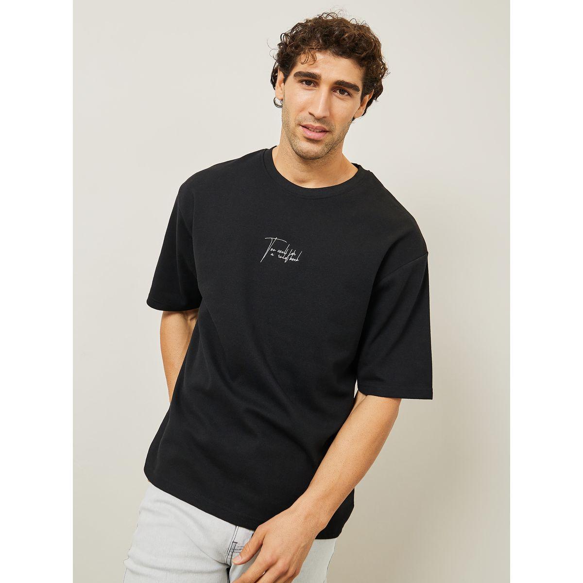 تيشيرت واسع بتفاصيل كتابة مطرزة-men-clothing-tshirtsandpolos-tshirts-image-1