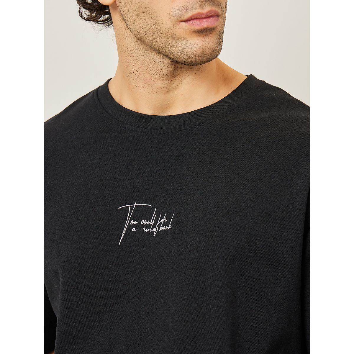 تيشيرت واسع بتفاصيل كتابة مطرزة-men-clothing-tshirtsandpolos-tshirts-image-3