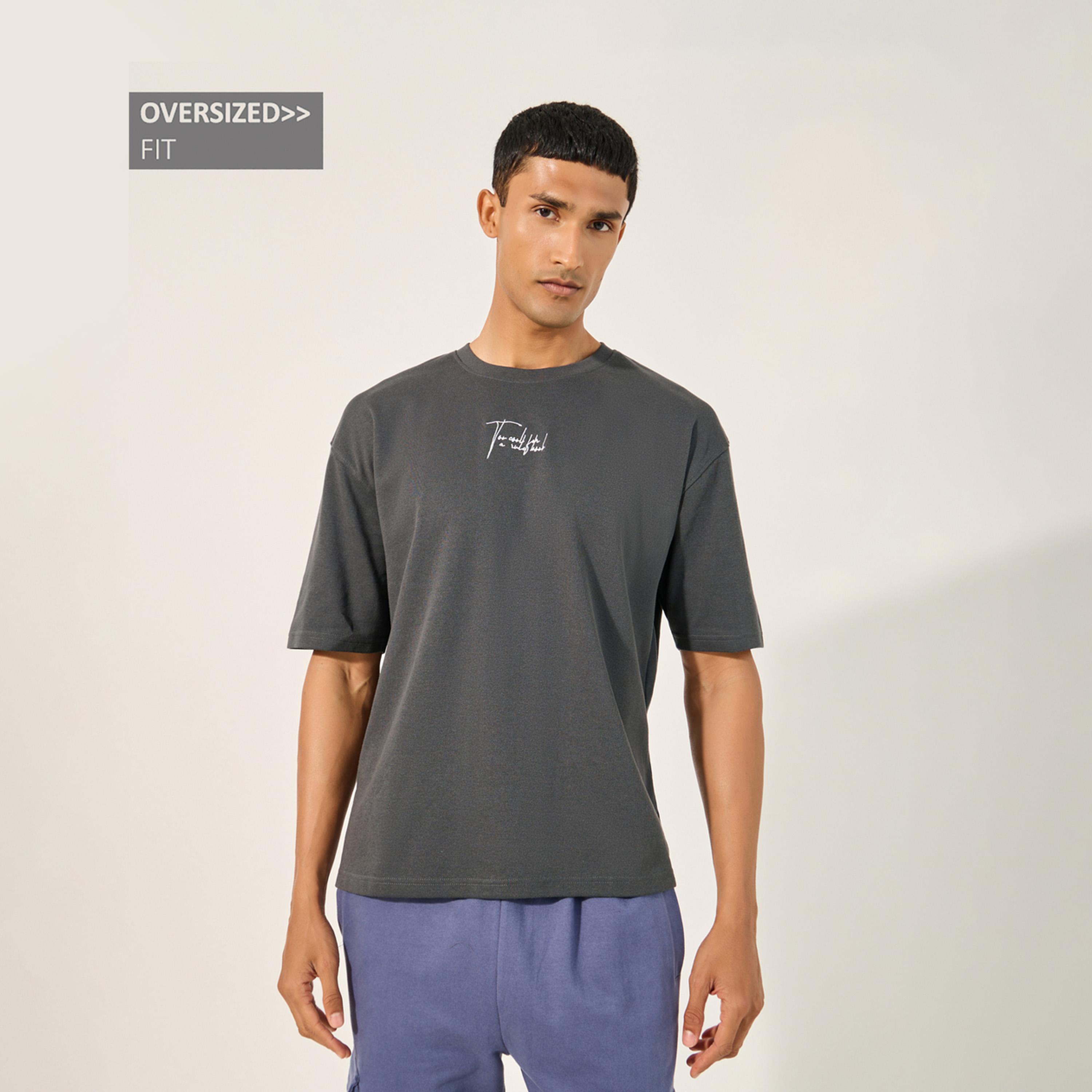 Styli Slogan Print Crew Neck Oversized T-Shirt-men-clothing-tshirtsandpolos-tshirts-image-1