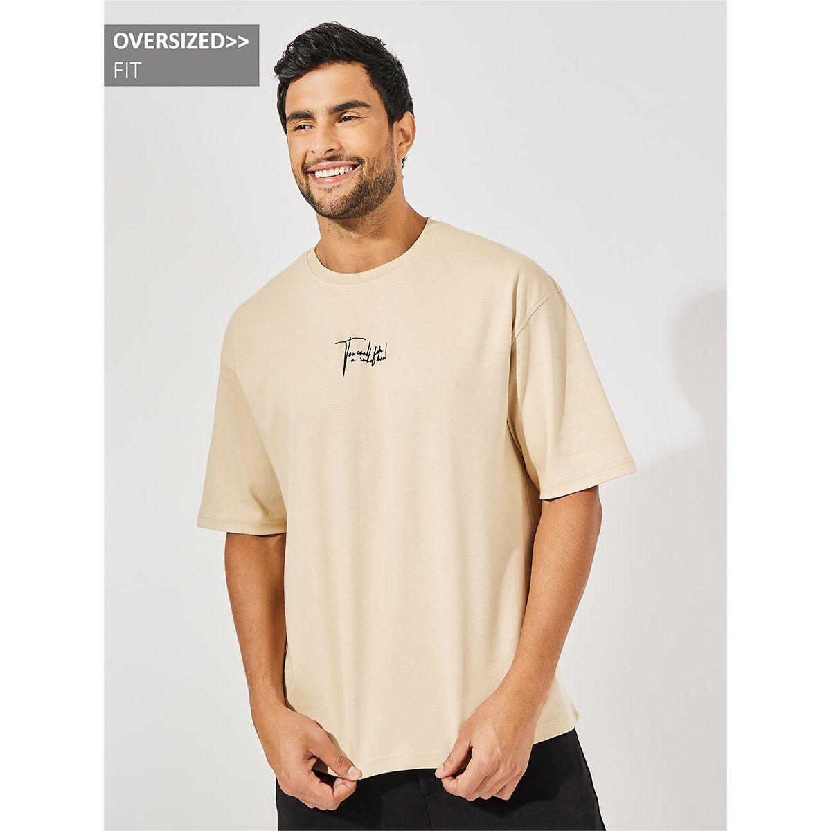 تيشيرت فضفاض بكتابة مُطرّزة واكمام قصيرة-men-clothing-tshirtsandpolos-tshirts-image-1