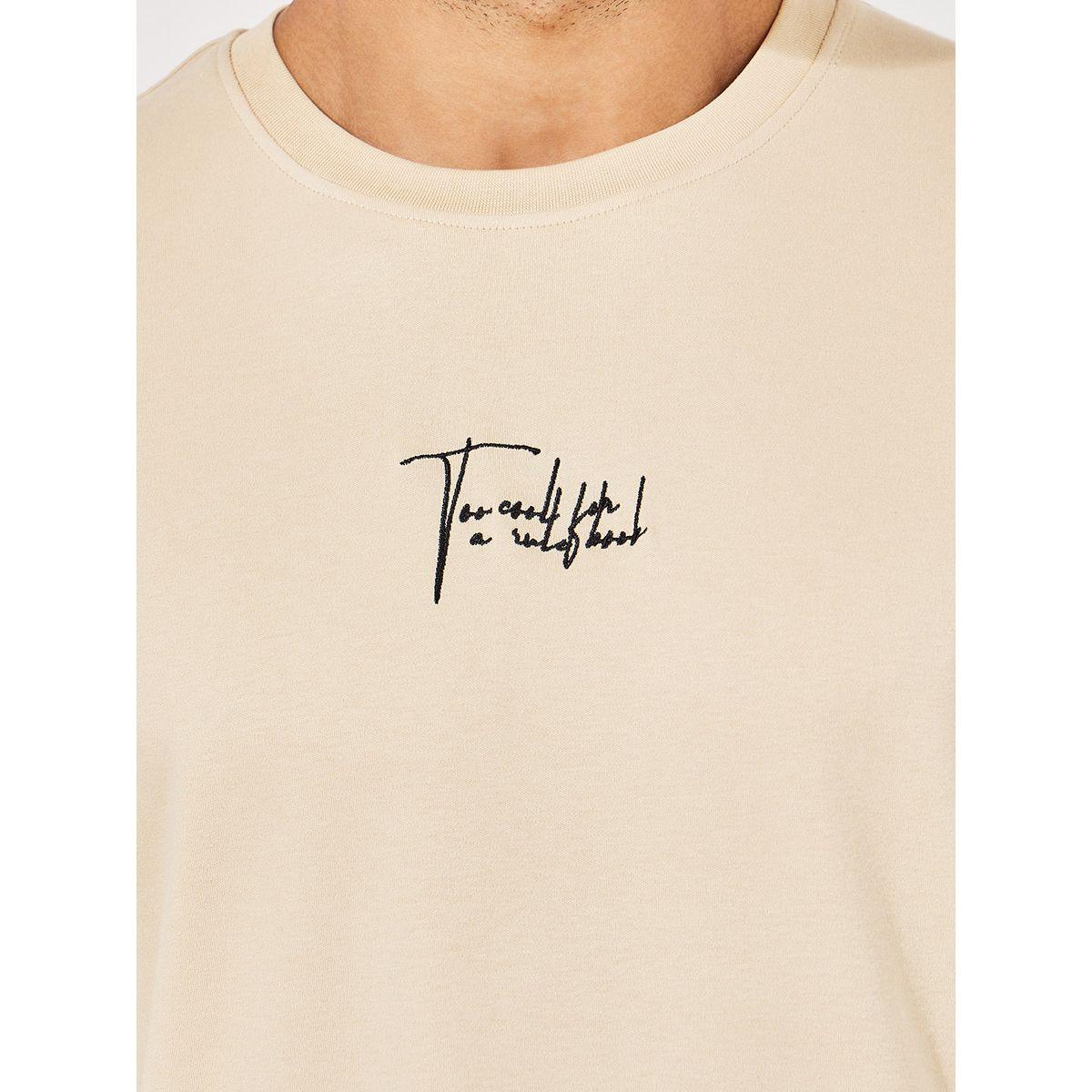 تيشيرت فضفاض بكتابة مُطرّزة واكمام قصيرة-men-clothing-tshirtsandpolos-tshirts-image-3