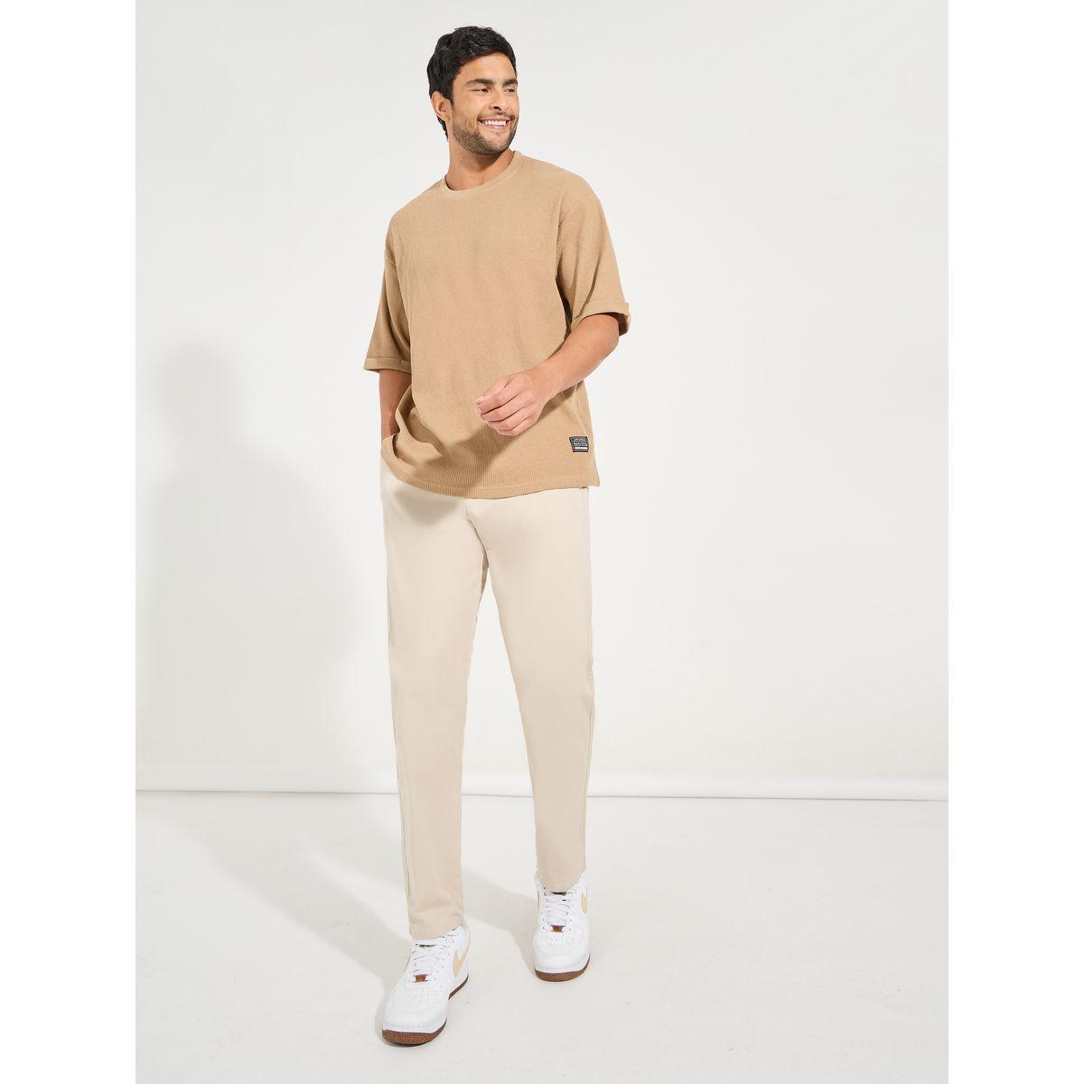 تيشيرت فضفاض محبوك بنمط وافل-men-clothing-tshirtsandpolos-tshirts-image-2