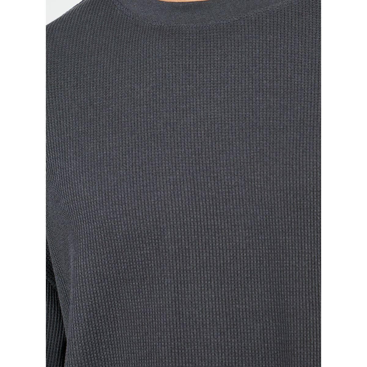 تيشيرت فضفاض محبوك بنمط وافل مع اكمام بطية-men-clothing-tshirtsandpolos-tshirts-image-3