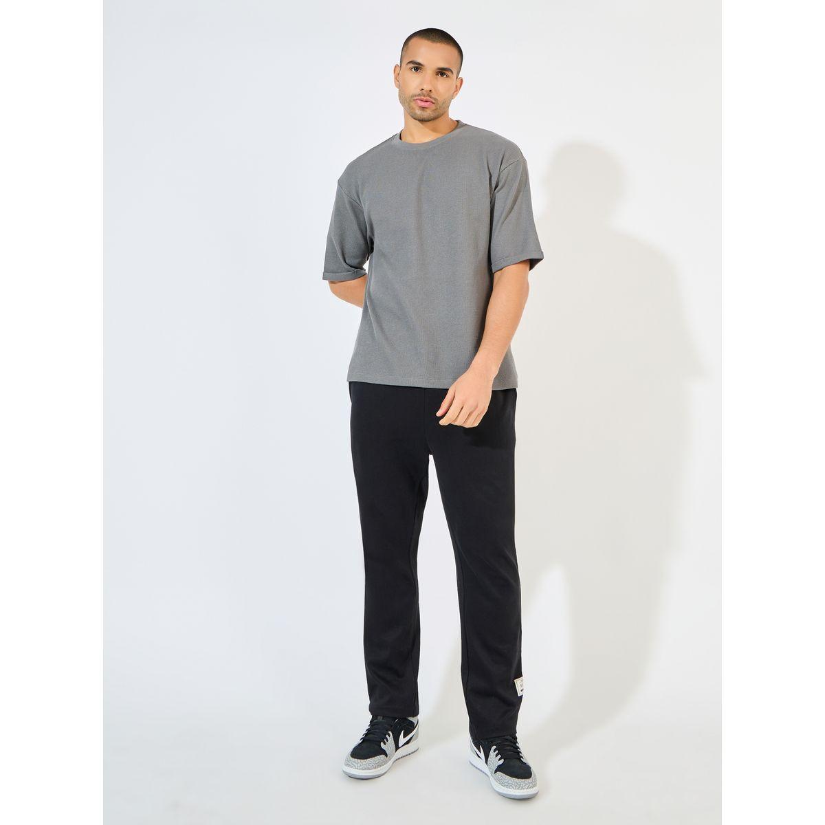 Styli Waffle Knit Oversized T-Shirt with Turn-Up Sleeve-men-clothing-tshirtsandpolos-tshirts-image-2