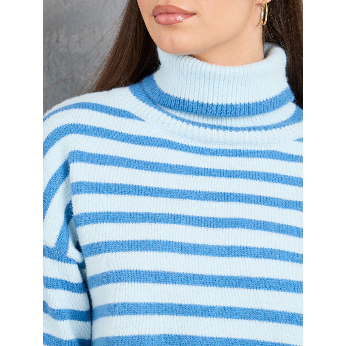 Styli Striped Detail Turtle Neck Slit Hem Sweater-women-clothing-cardigansandjumpers-jumpers-image-3